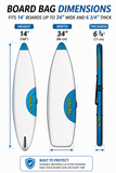 Lahui Kai Stand Up Paddle Board SUP Touring Bag – 12’ or 14’ Bag - Cover, Carrying Case, Storage – Extra Thick Padding, Shoulder Strap, Handle, Coffin Style Bag