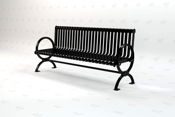 Frog Furnishings Outdoor Bench with Anti-Rust Steel Metal Frame | Patio Seating Bench for Front Porch, Backyard and Park | All Fasteners are Stainless Steel