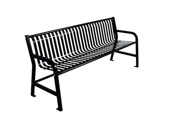 Frog Furnishings Outdoor Bench with Anti-Rust Steel Metal Frame | Patio Seating Bench for Front Porch, Backyard and Park | This Slat Design Bench is Lightweight and Durable